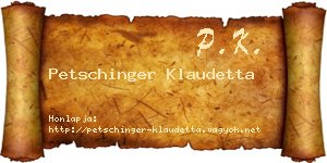 Petschinger Klaudetta névjegykártya